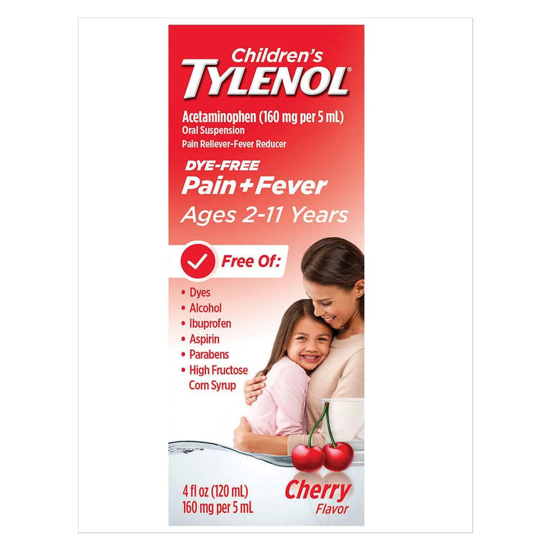 Childrens' Tylenol Pain & Fever Reducer Liquid Acetaminophen Dye-Free Cherry 4 oz