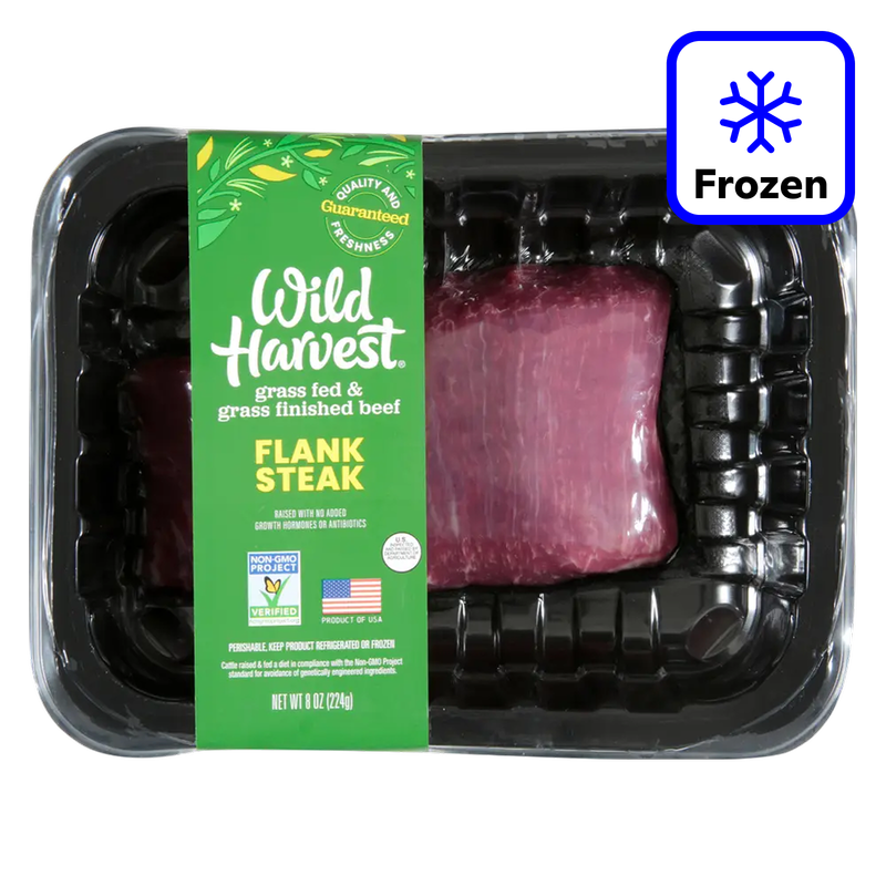 Wild Harvest Frozen Grass Fed Flank Steak - 8oz