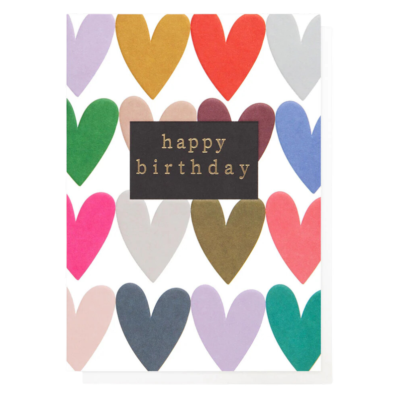 Caroline Gardner Heart Rows Happy Birthday Card, 1pcs