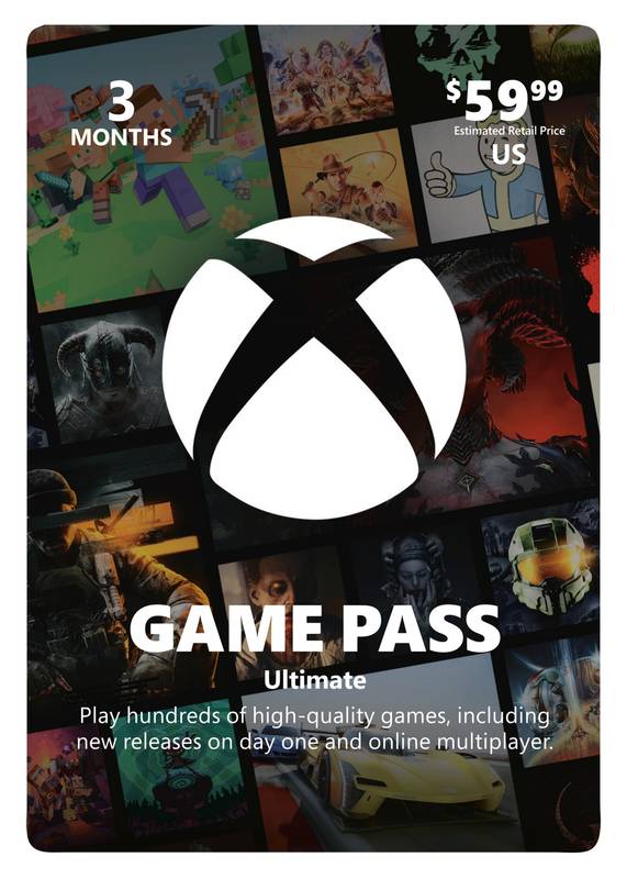 XBox Game Pass- 3 Months- $59.99 Gift Card