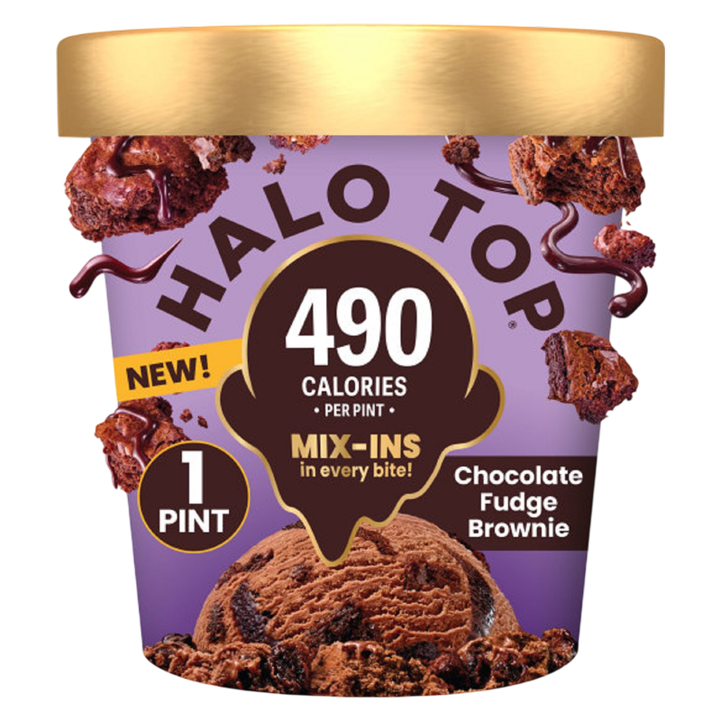 Halo Top Mix Ins Chocolate Fudge Brownie Light Ice Cream Pint, 16oz