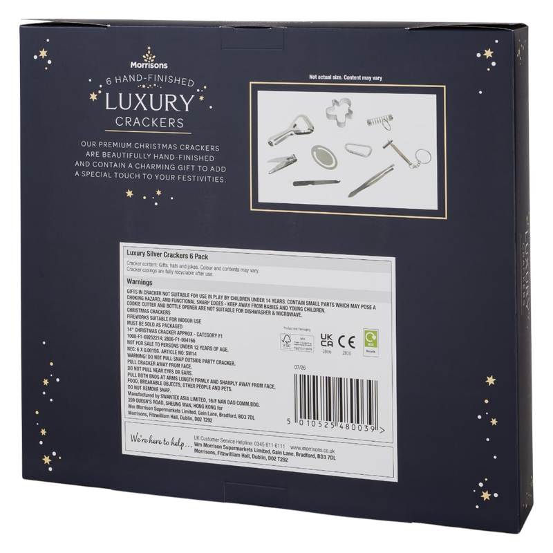 Morrisons Luxury Silver Crackers, 6pcs