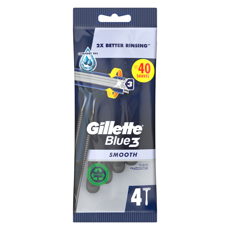 Gillette Blue3 Men's Disposable Razors, 4pcs