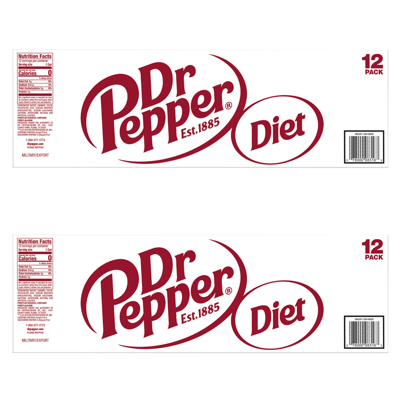 2 Diet Dr Pepper 12pk 12oz Can