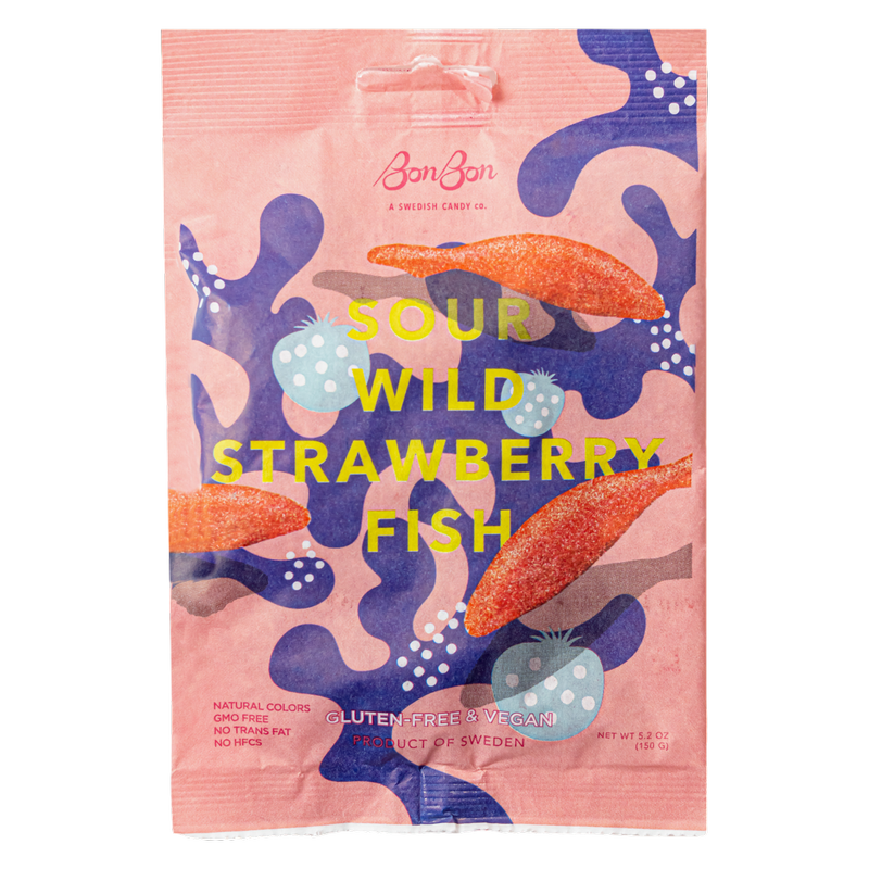 Bonbon Sour Wild Strawberry Fish, 5.2oz