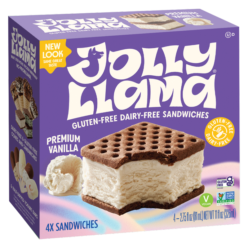 Jolly Llama, Dairy Free Gluten Free Premium Vanilla Coconut Cream Sandwiches