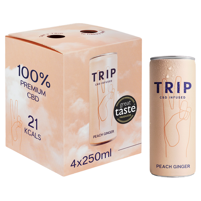 TRIP CBD Infused Peach Ginger, 4 x 250ml