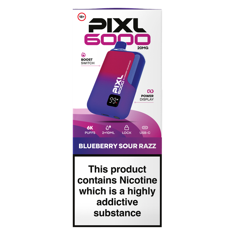 Pixl 6000 Blueberry Sour Razz 20mg/ml, 1pcs