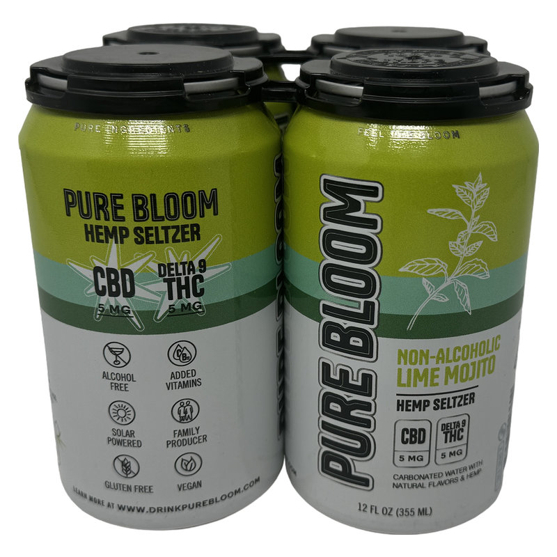 Pure Bloom Lime Mojito 5mg THC Seltzer 4pk 12oz Cans