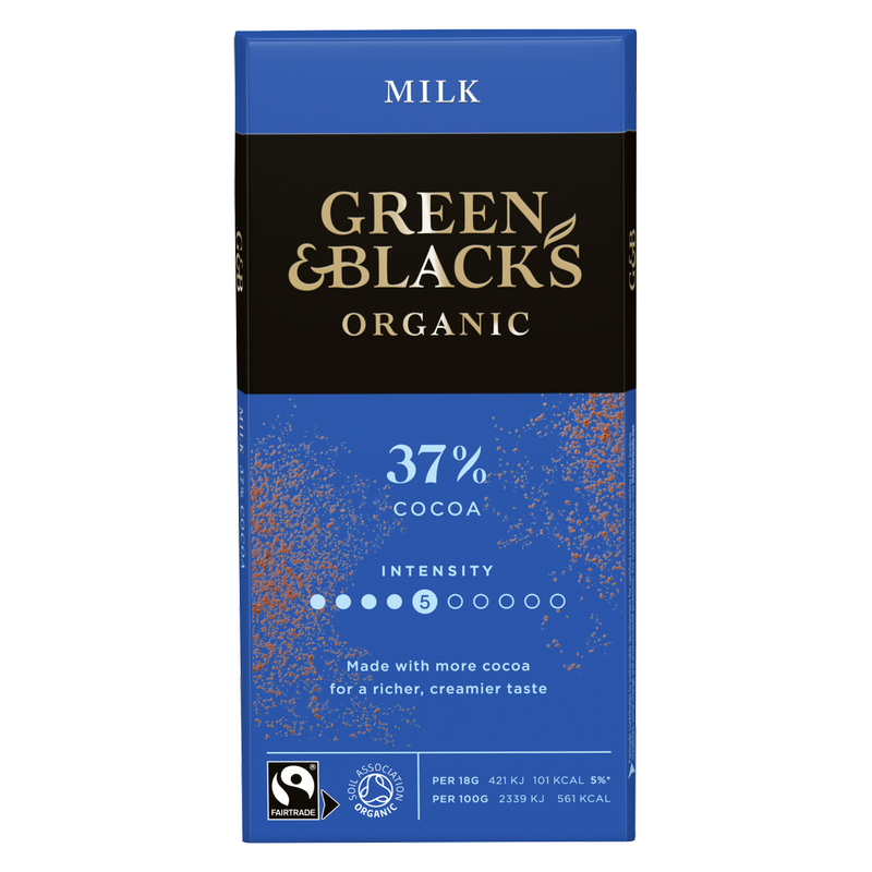 Green & Black's Organic 37% Milk Chocolate Bar, 90g
