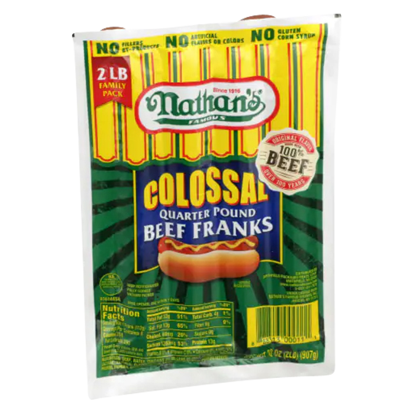 Nathan's Famous Colossal Quarter Pound Beef Franks - 8ct