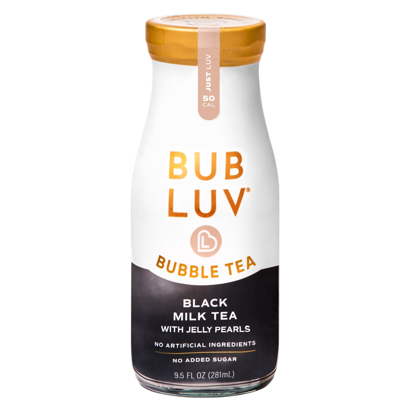 BUBLUV Black Milk Tea Low-Sugar Bubble Tea with Jelly Pearls 9.5oz Btl