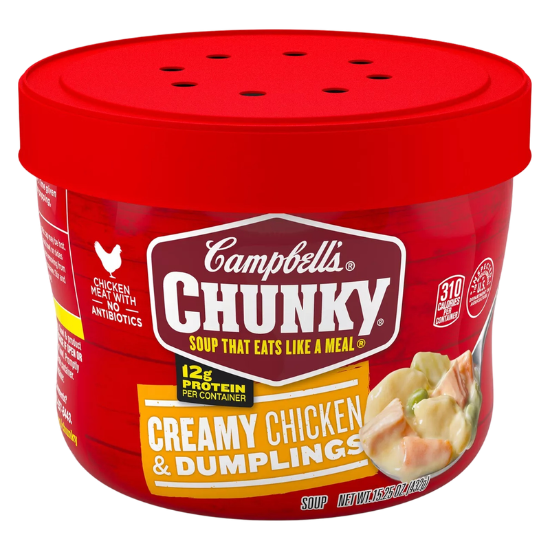 Campbell’s Chunky Soup, Creamy Chicken and Dumplings Soup, 15.25 oz Microwavable Bowl