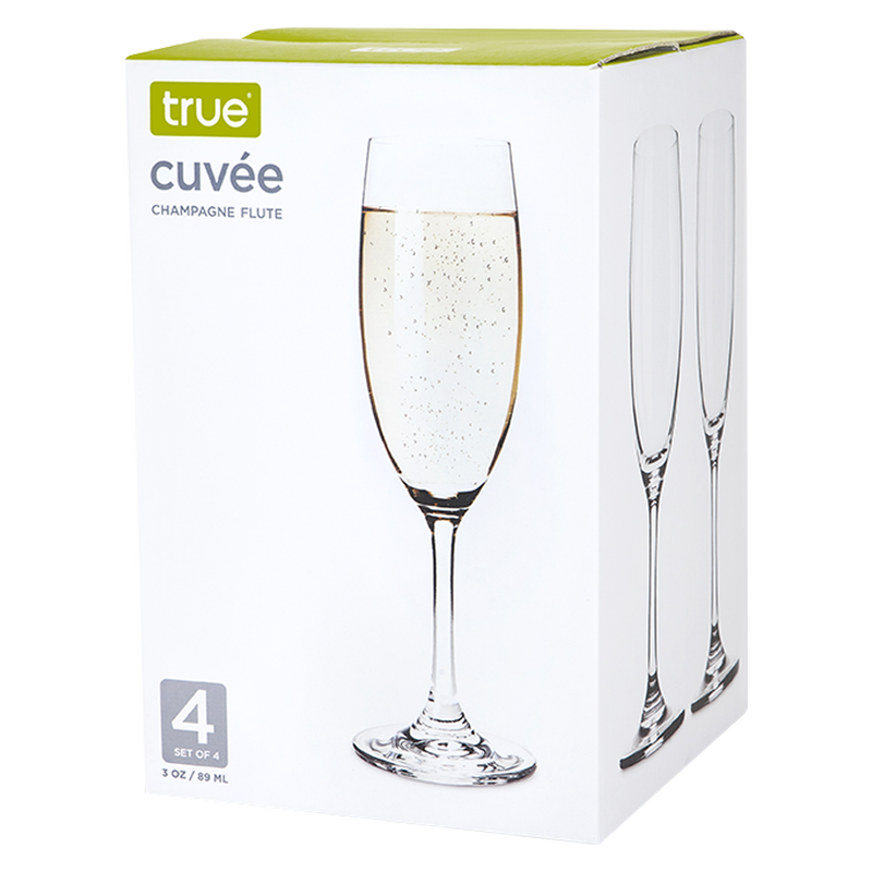 True Stemmed Crystal Champagne Glasses 4pk