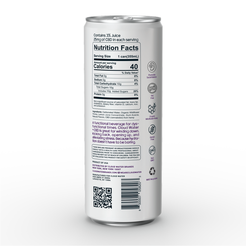 Cloud Water Blackberry Lemon CBD 12oz Can