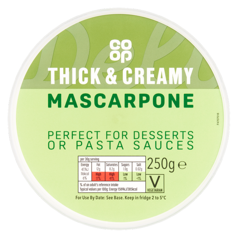 Co-op Mascarpone Cheese, 250g