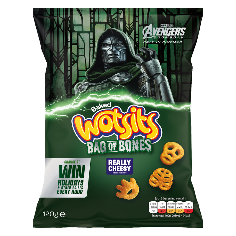 Walkers Wotsits Bag of Bones Really Cheesy, 120g