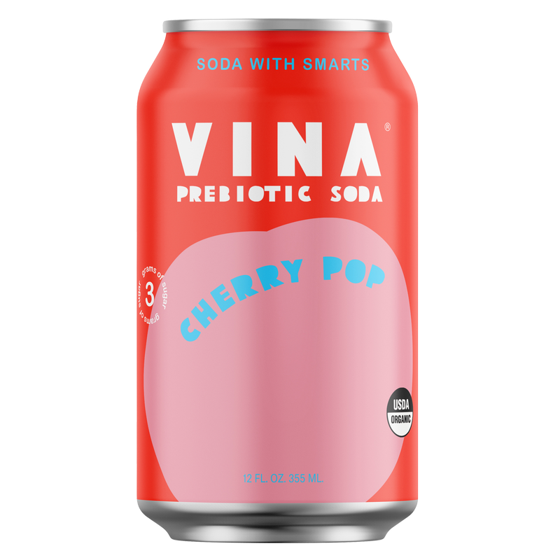 Vina Prebiotic Soda Cherry Pop 12oz can