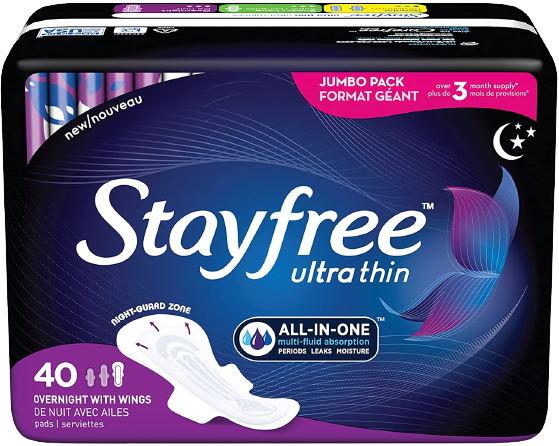 Stayfree Ultra Thin Overnight Pads Regular with Wings Pack of 40ct