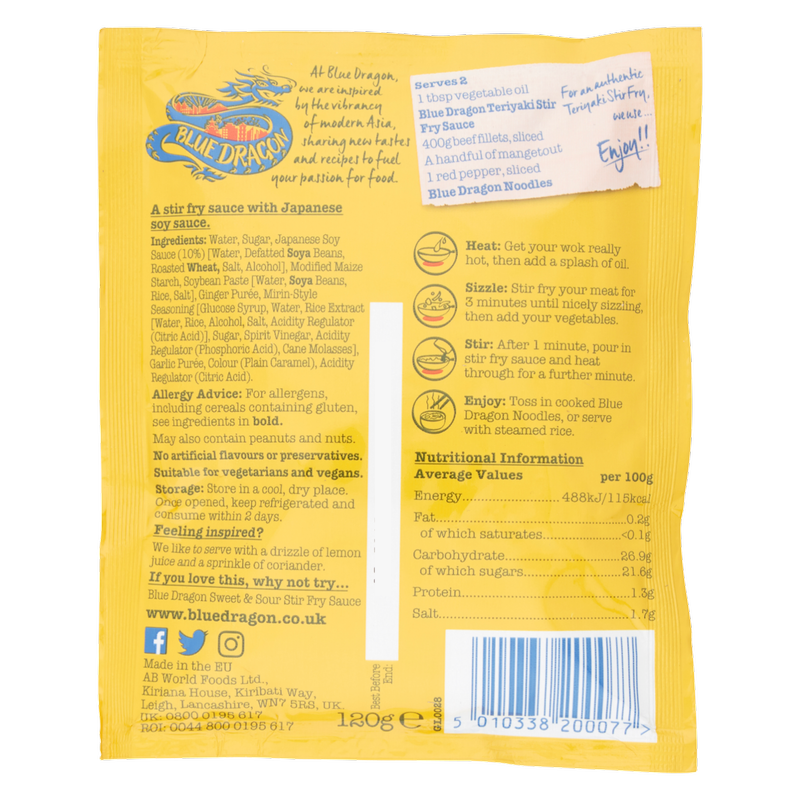 Blue Dragon Sticky Teriyaki Stir Fry Sauce, 120g