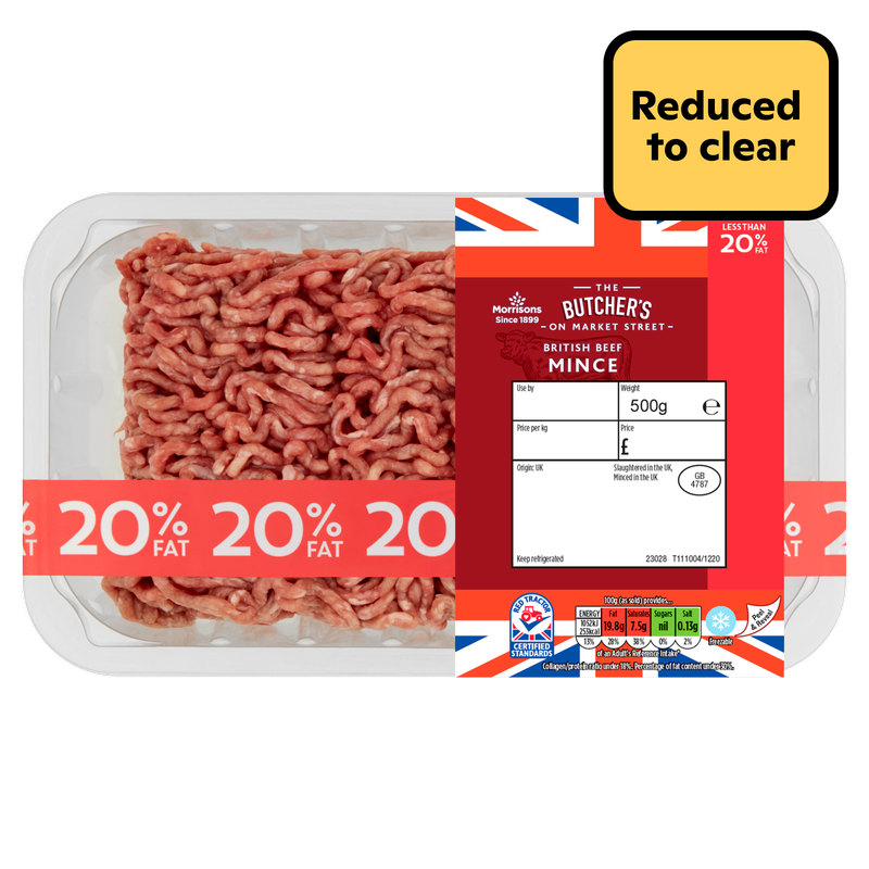 Reduced - Morrisons British 20% Beef Steak Mince, 500g