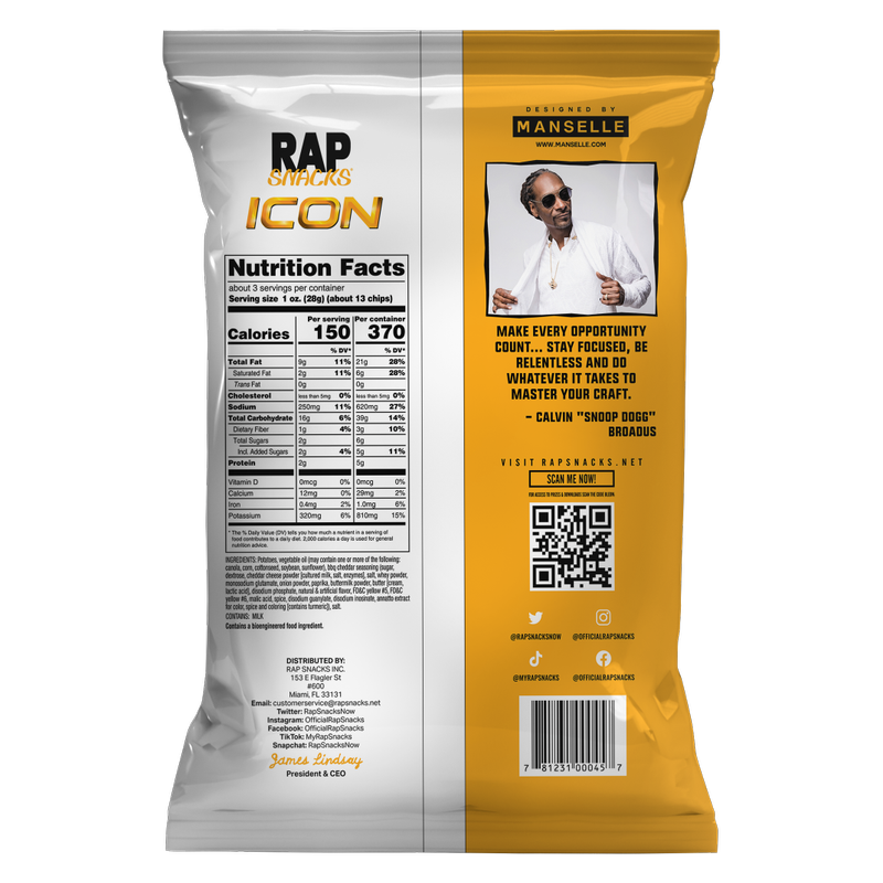 Rap Snacks OG BBQ Cheddar Chips (Snoop Dogg), 2.5oz