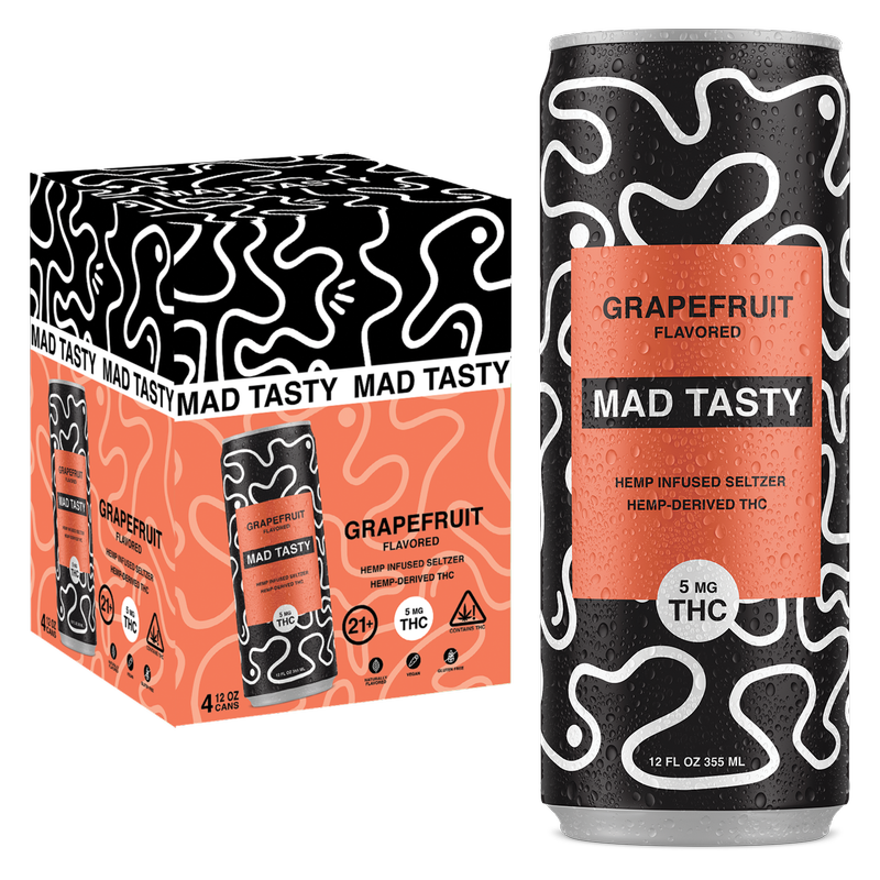 Mad Tasty 5mg THC Grapefruit Seltzer 4pk 12oz Cans