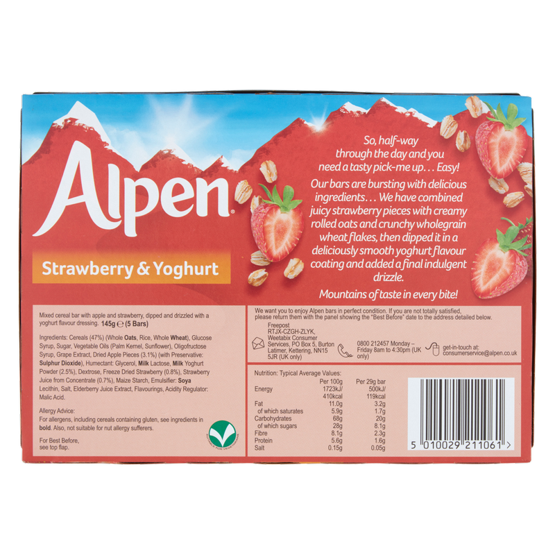 Alpen Strawberry & Yoghurt Cereal Bars, 5 x 29g