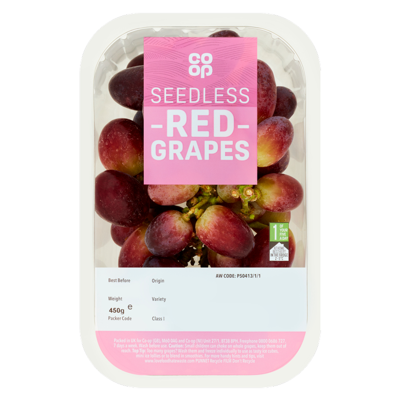 Co-op Red Seedless Grapes, 450g