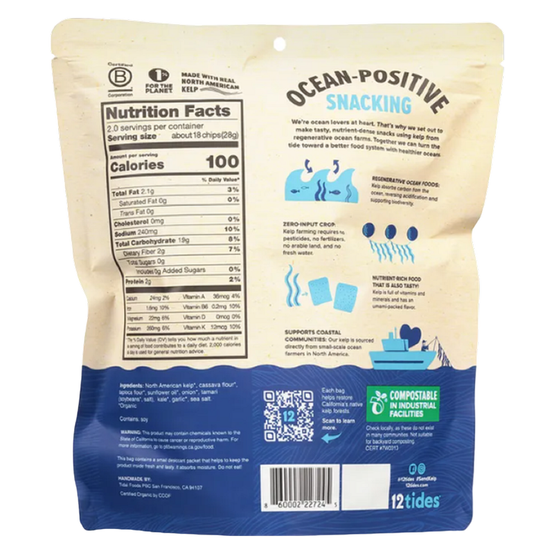 12 Tides Kelp Sea Salt Chips, 2oz