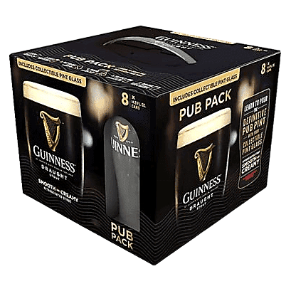 Guinness Brewing Draught Pub Pack with Pint Glass 8pk 14.9oz Can