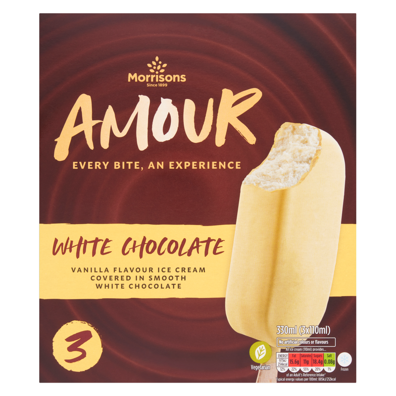 Morrisons Amour White Chocolate Ice Cream, 3 x 110ml