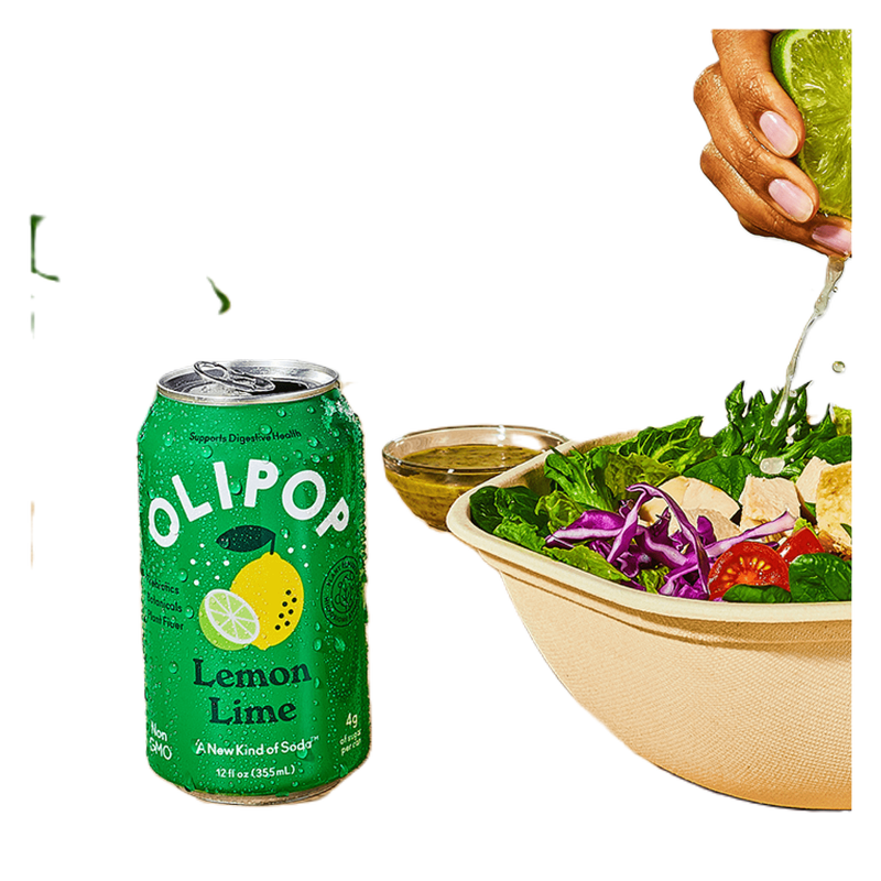 OLIPOP Prebiotic Soda, Lemon Lime, 12 Oz Can
