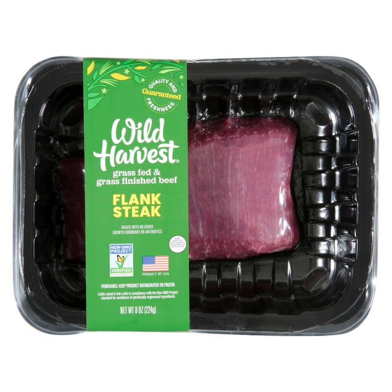 Wild Harvest Frozen Grass Fed Flank Steak - 8oz