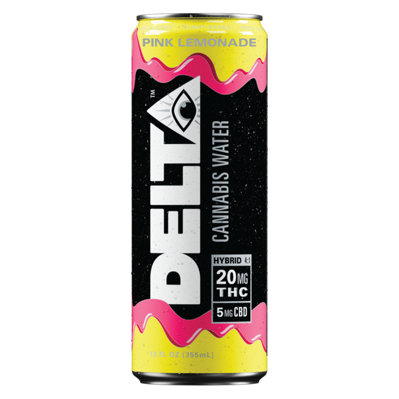 Delta 20mg THC Pink Lemonade Cannabis Water  24pk 12oz Can