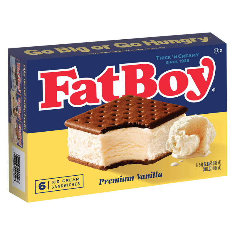 FatBoy Sandwich Vanilla Ice Cream Sandwich 6ct