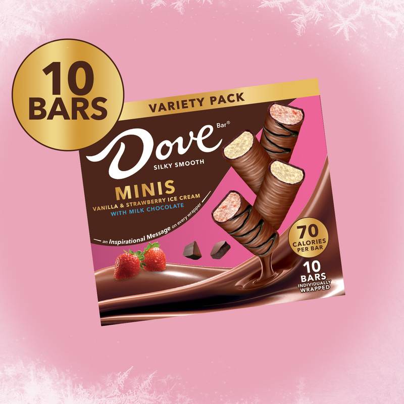 Dove Minis Vanilla & Strawberry Ice Cream Bars, 10ct