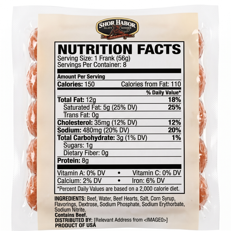 Shor Harbor Kosher Beef Franks - 12oz