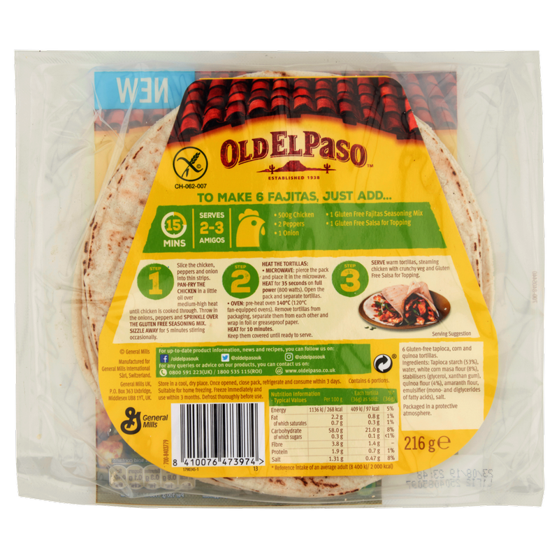 Old El Paso Gluten Free Tortilla Wraps, 216g