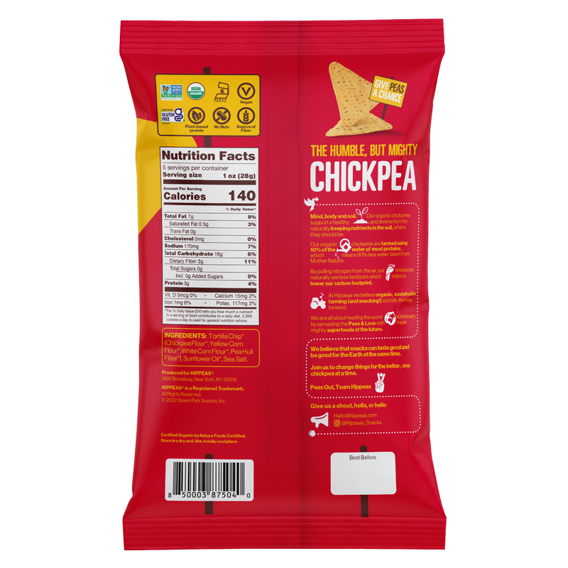 Hippeas Chickpea Tortilla Chips Sea Salt 5oz