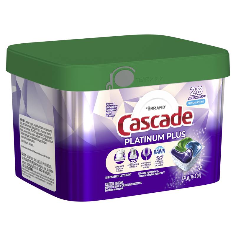 Cascade Platinum Plus Dishwasher Detergent Pods Fresh 28ct