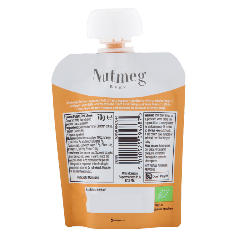 Nutmeg Baby Sweet Potato, Carrot & Swede 6m+, 70g