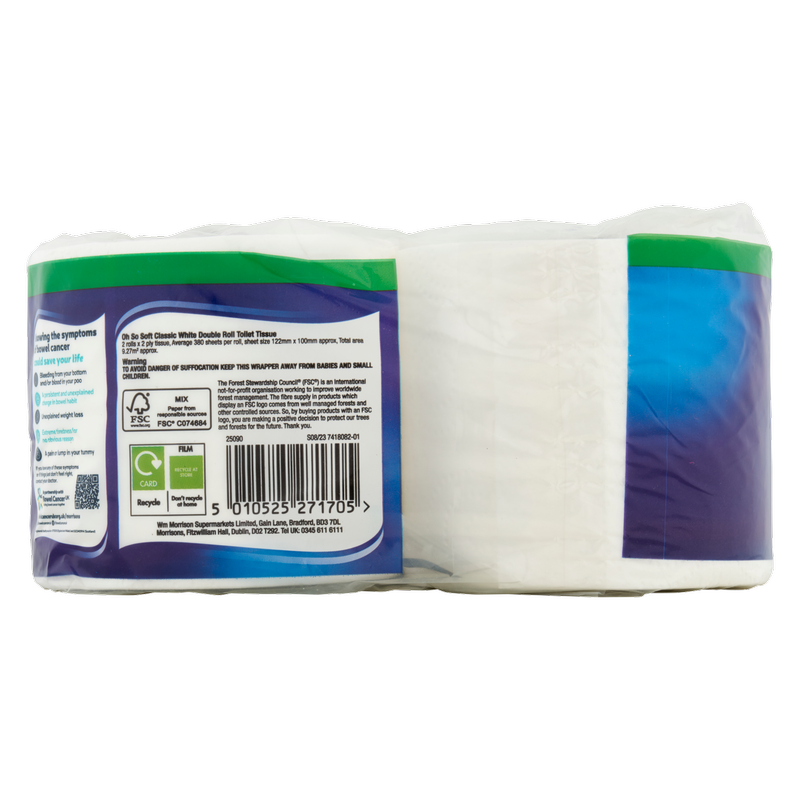 Morrisons Oh So Soft Classic White Toilet Tissue, 2pcs