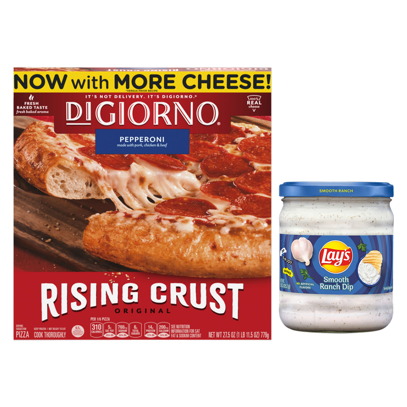 DiGiorno Frozen Rising Crust Pepperoni Pizza 12in 27.5oz & Lay's Smooth Ranch Dip 15oz. 