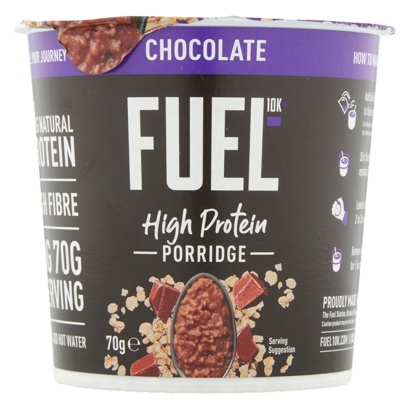 FUEL10K High Protein Chocolate Porridge Oat Cereal Pot, 70g