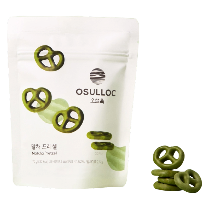 Osolluc Matcha Covered Pretzels, 2.46 oz