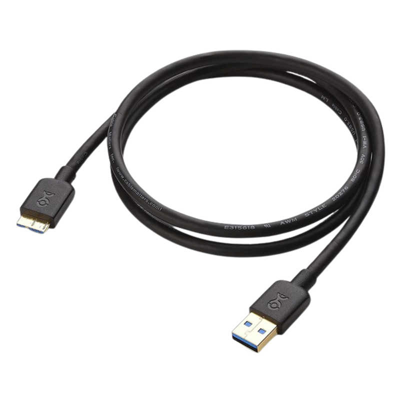 1m Micro USB 3.0 Data Cable Cord SuperSpeed USB 3.0 Type A to Type B cable - Black, 1pcs