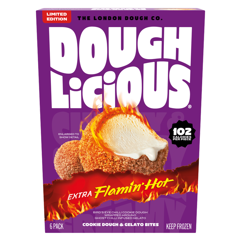 Doughlicious Extra Flamin' Hot Cookie Dough & Gelato Bites, 6 x 32g