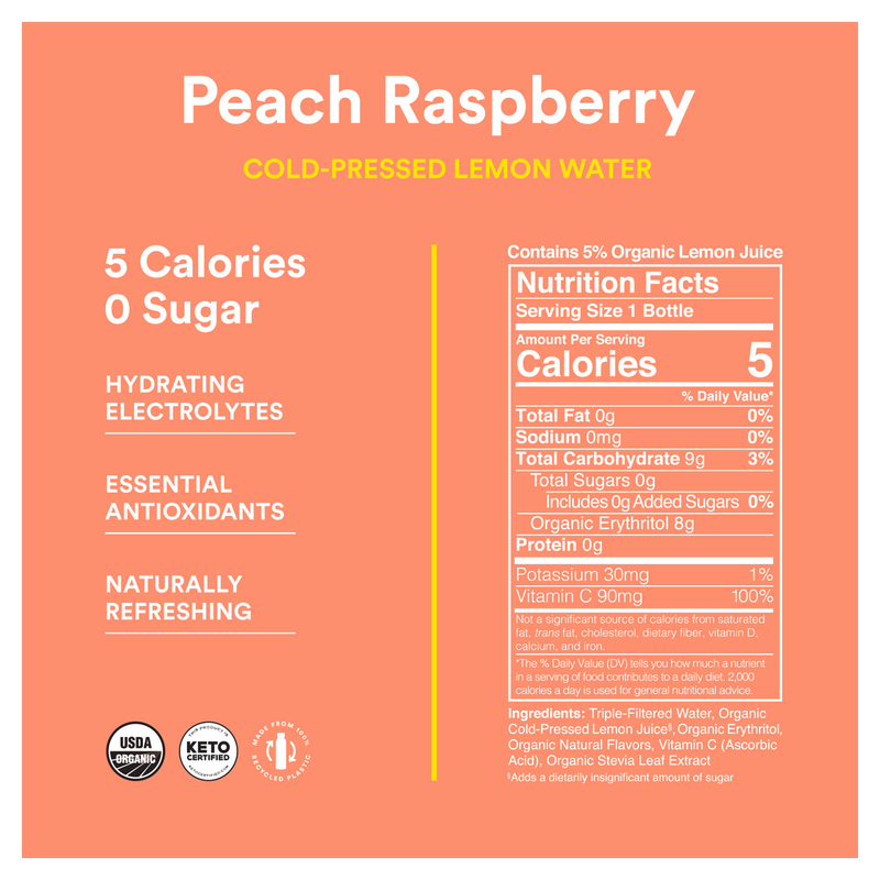 Lemon Perfect Peach Raspberry 12oz Btl