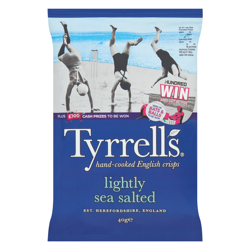 Tyrrells Lightly Sea Salted Crisps, 40g